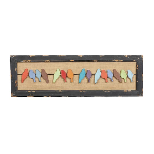 Multicolored Wood Eclectic Birds Wall Décor